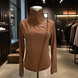 Dance And Marvel Moto Jacket Small Brown Asymmetrical Zip Fall Winter Streetwear